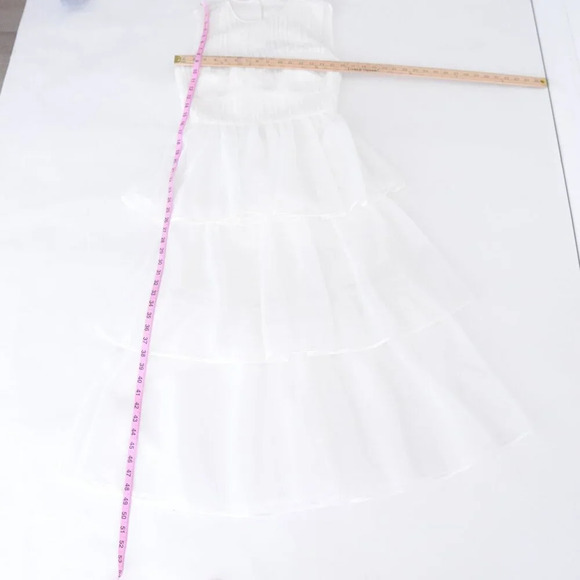 Jonathan Simkhai White Benton Tulle Plisse Midi Tulle Plisse Dress 4 - Picture 4 of 12